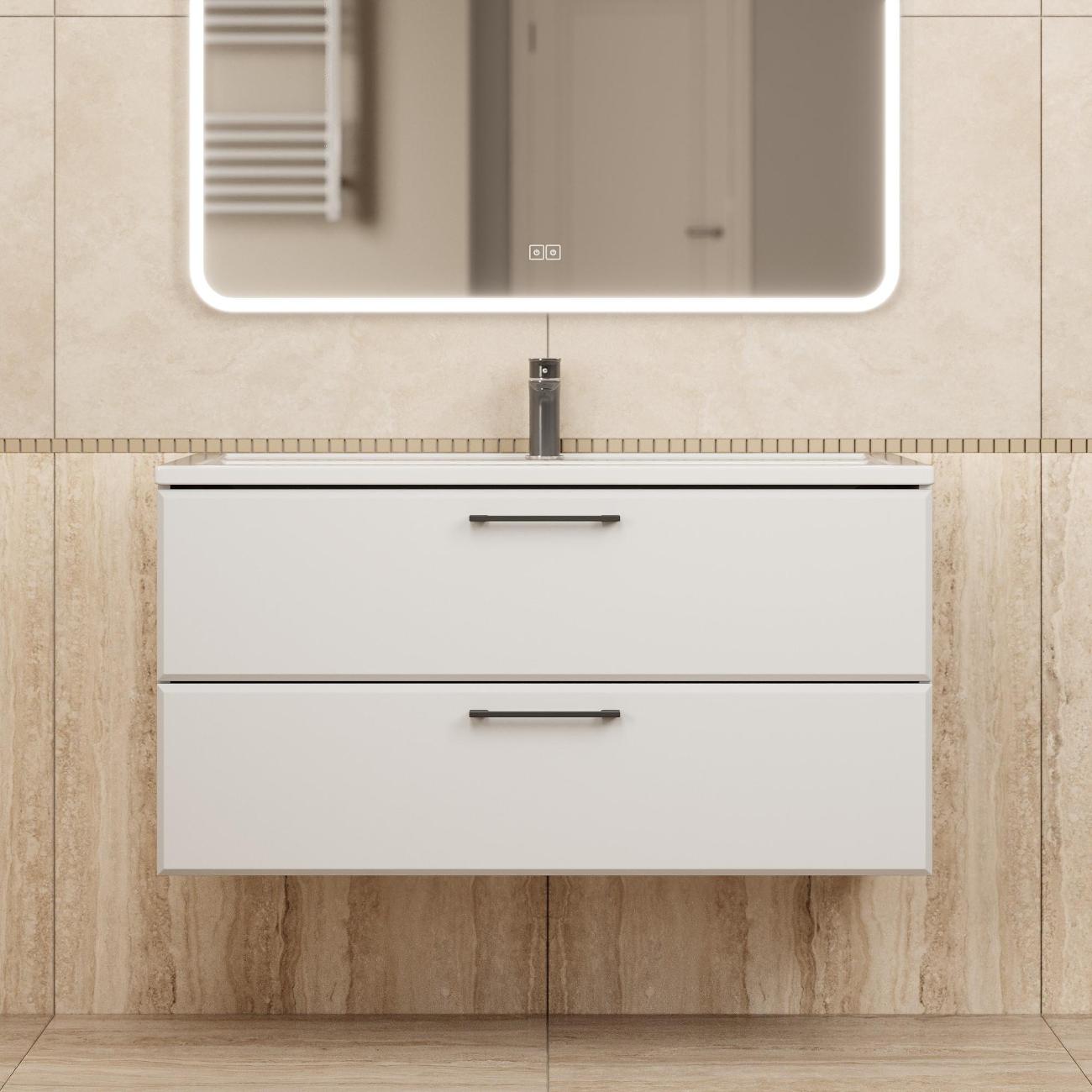 Тумба под раковину Uperwood Foster New 100 см, подвесная, белая