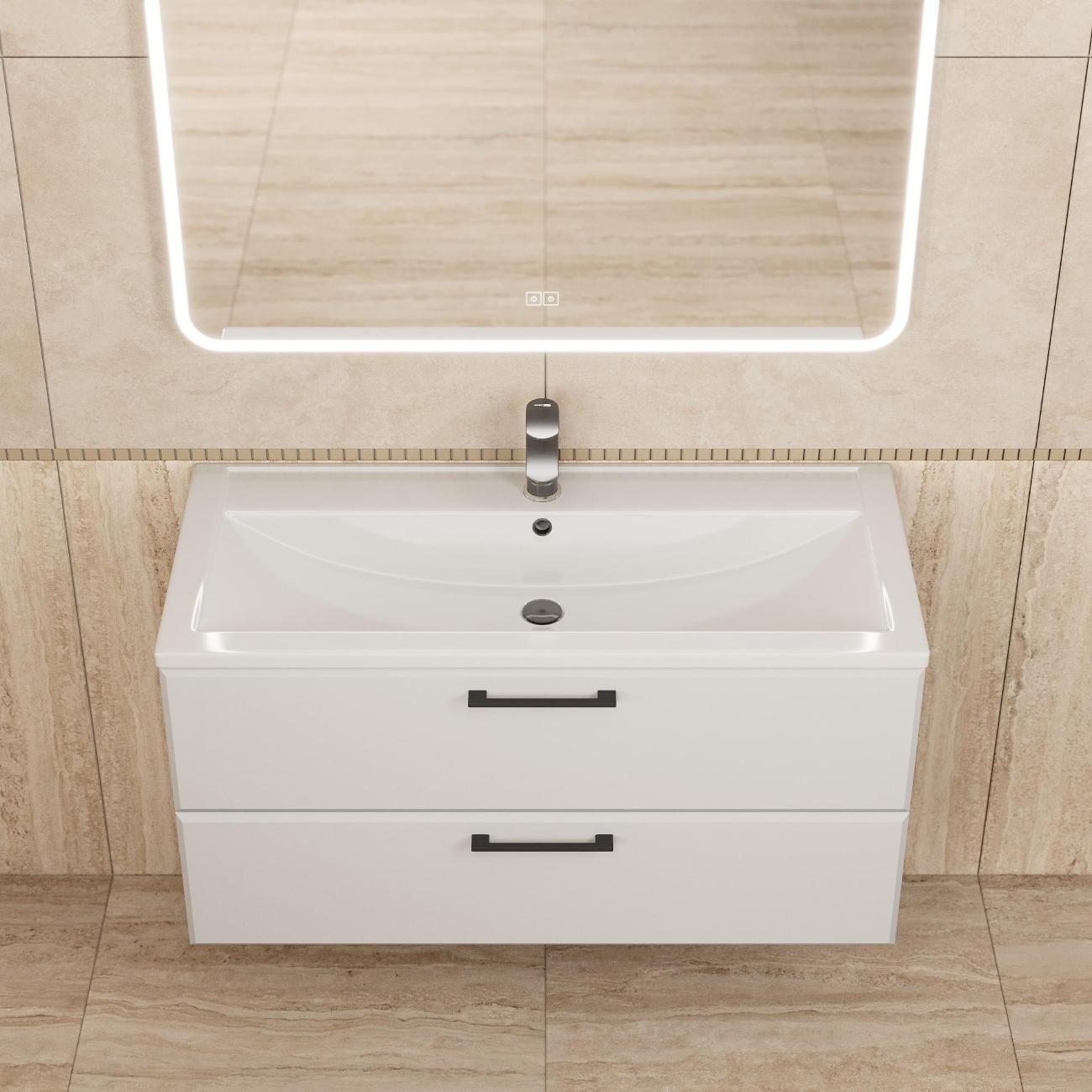 Тумба под раковину Uperwood Foster New 100 см, подвесная, белая