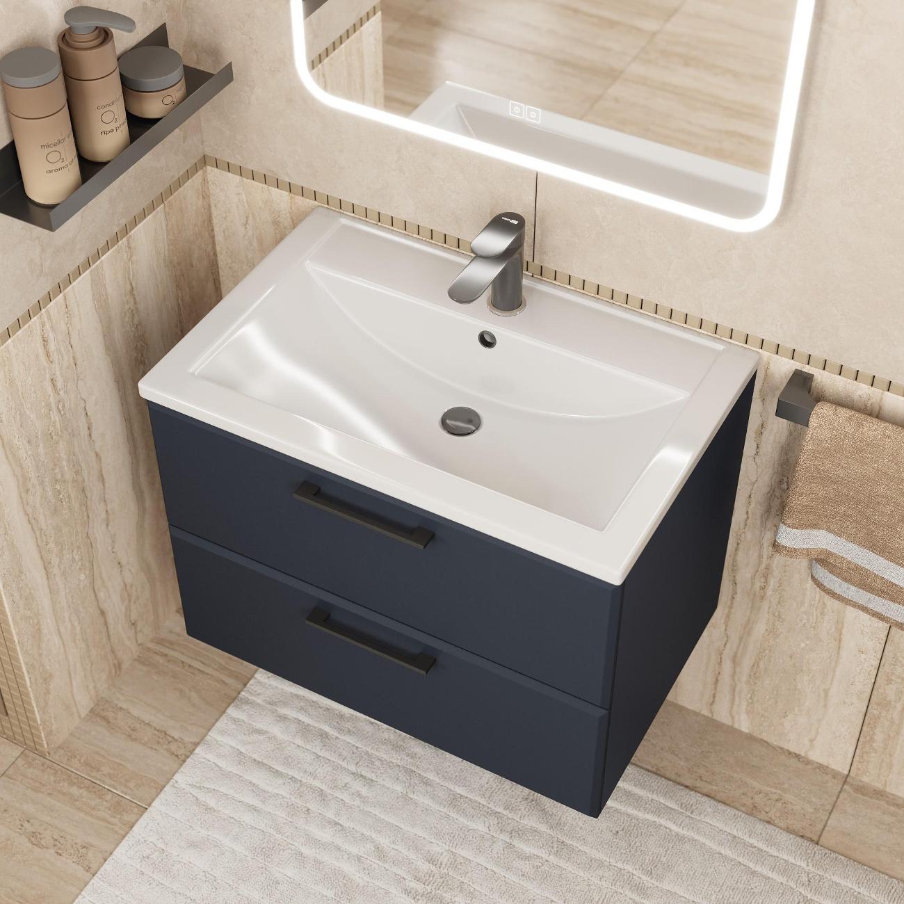 Тумба под раковину Uperwood Foster New 70 см, подвесная, черная