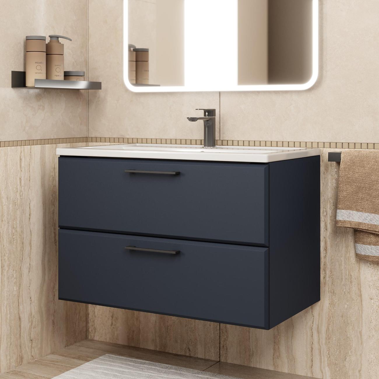 Тумба под раковину Uperwood Foster New 80 см, подвесная, черная