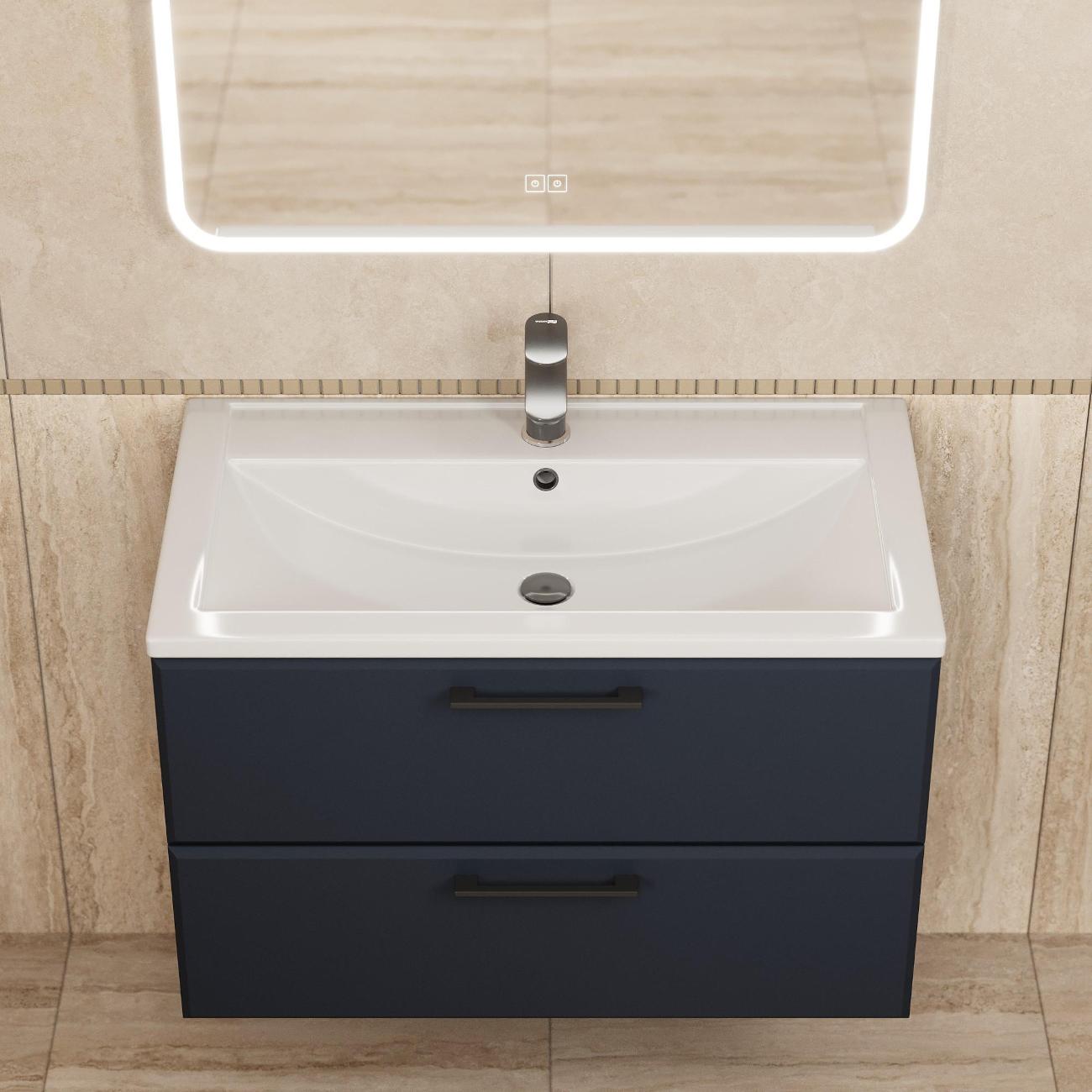 Тумба под раковину Uperwood Foster New 80 см, подвесная, черная