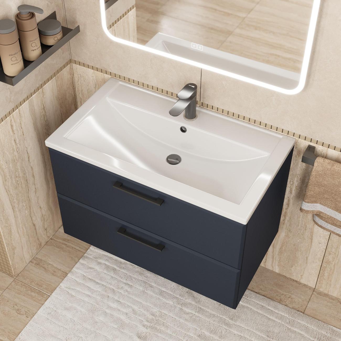 Тумба под раковину Uperwood Foster New 80 см, подвесная, черная