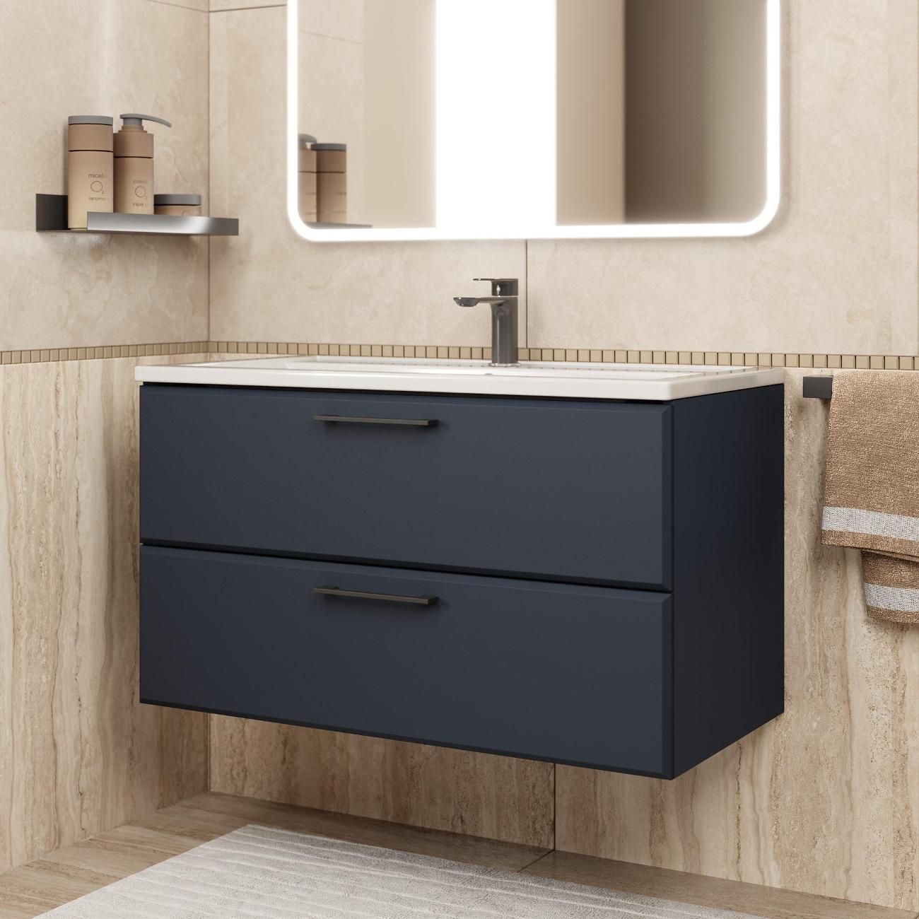 Тумба под раковину Uperwood Foster New 90 см, подвесная, черная