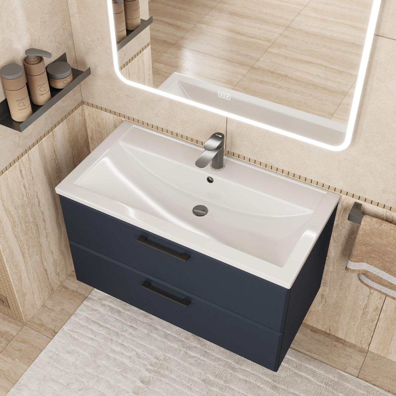 Тумба под раковину Uperwood Foster New 90 см, подвесная, черная