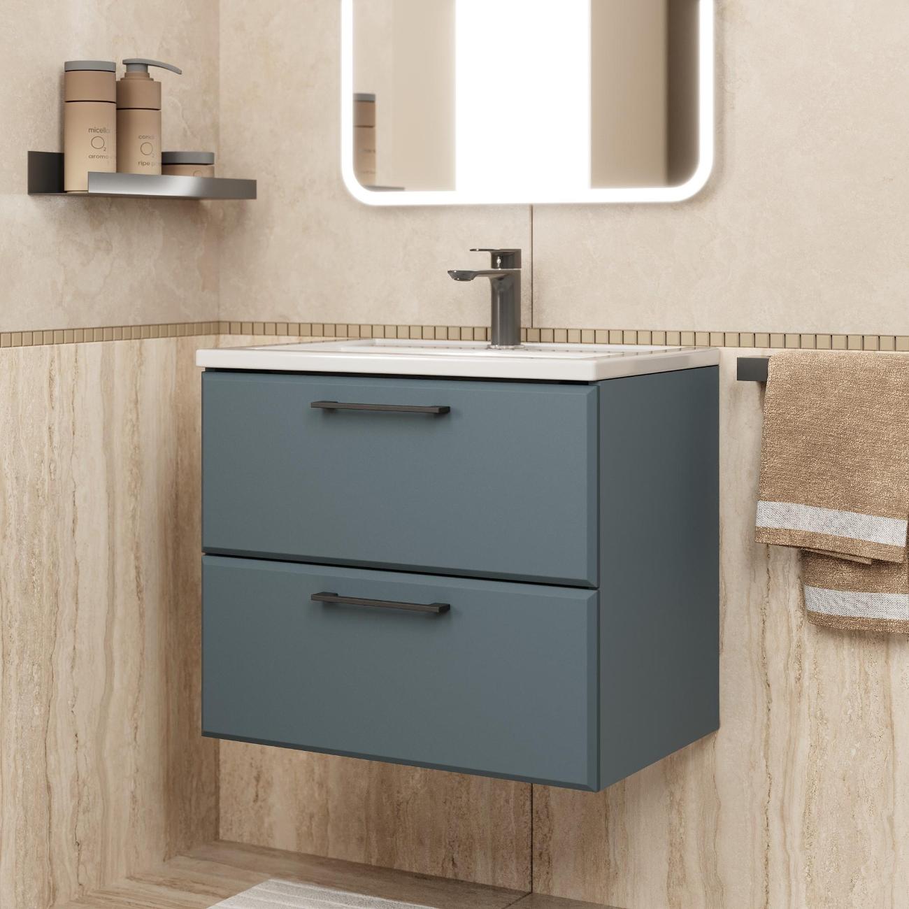 Тумба под раковину Uperwood Foster New 60 см, подвесная, серый графит