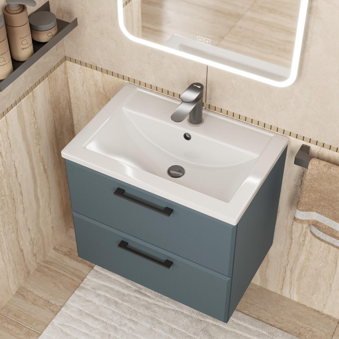 Тумба под раковину Uperwood Foster New 60 см, подвесная, серый графит