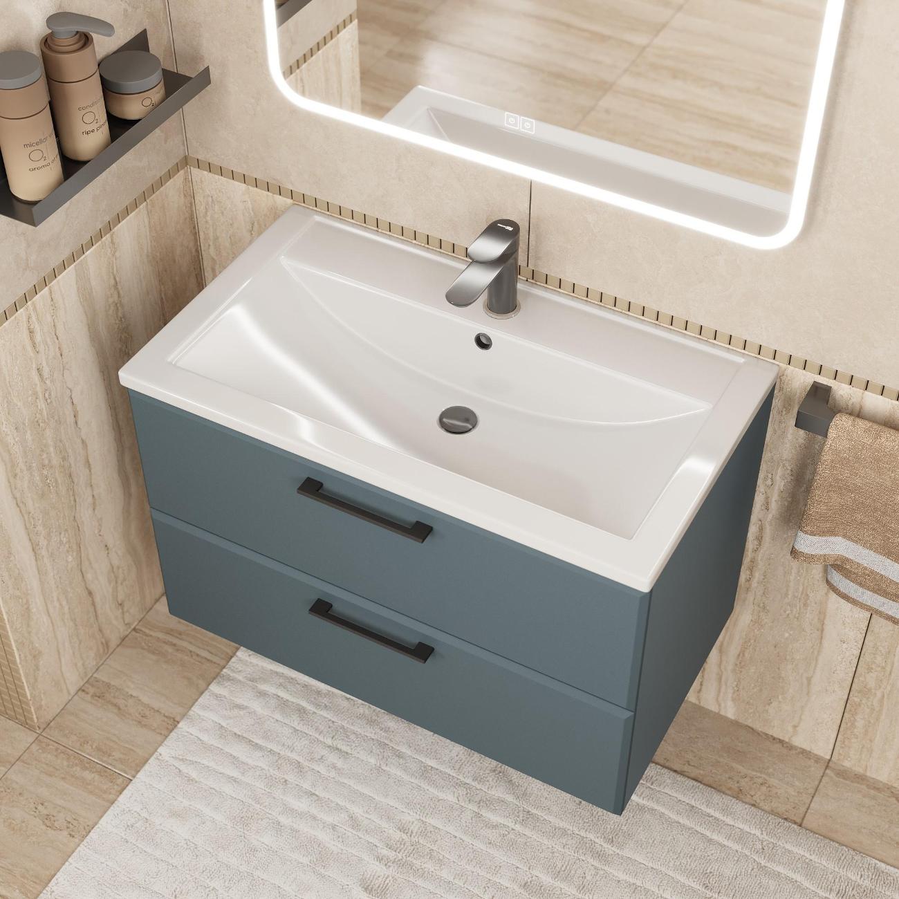 Тумба под раковину Uperwood Foster New 80 см, подвесная, серый графит