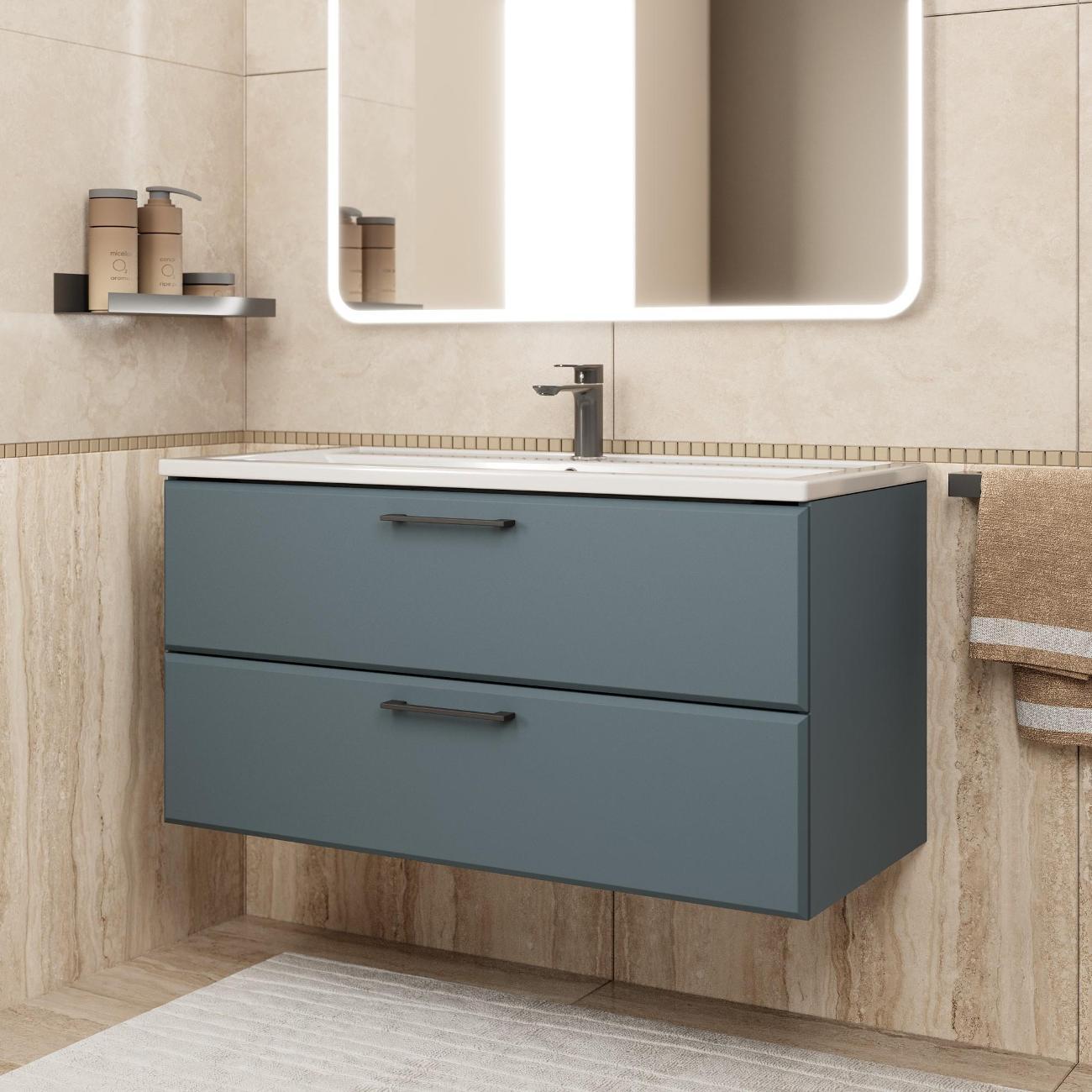 Тумба под раковину Uperwood Foster New 100 см, подвесная, серый графит