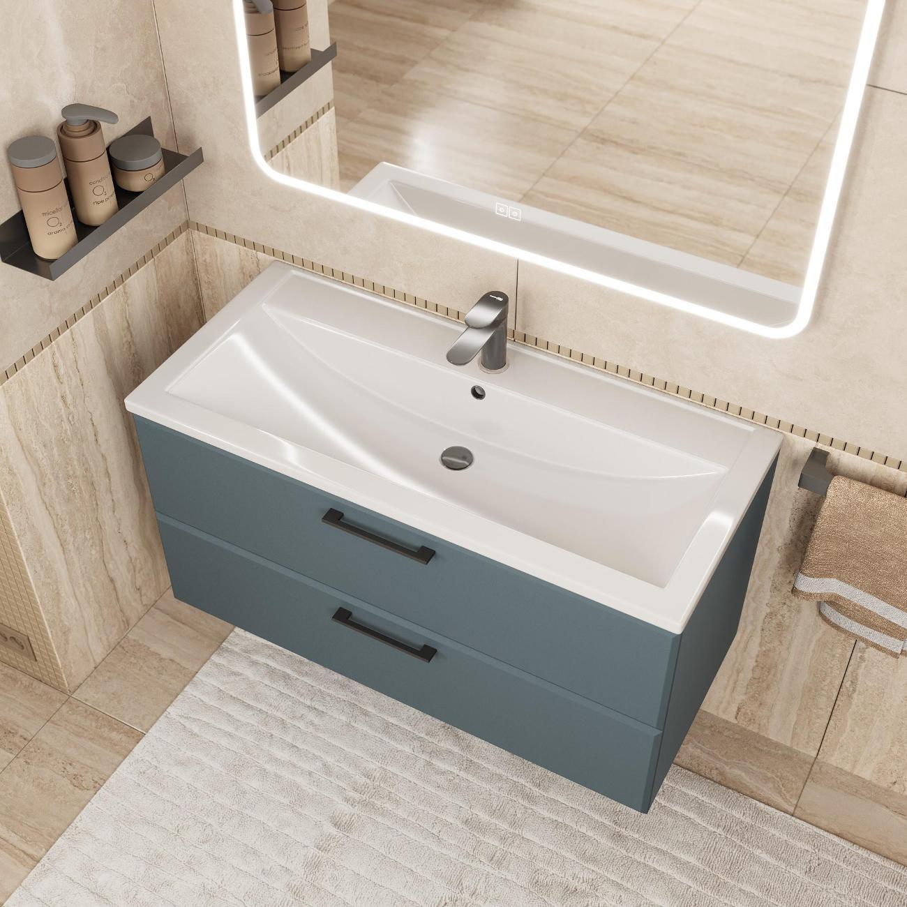 Тумба под раковину Uperwood Foster New 100 см, подвесная, серый графит