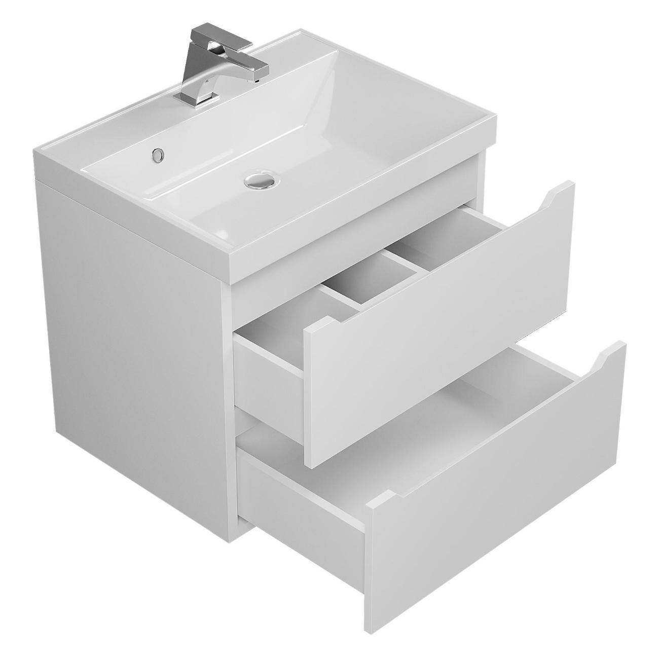 Тумба под раковину Uperwood для ванной 60 см, подвесная, белая матовая