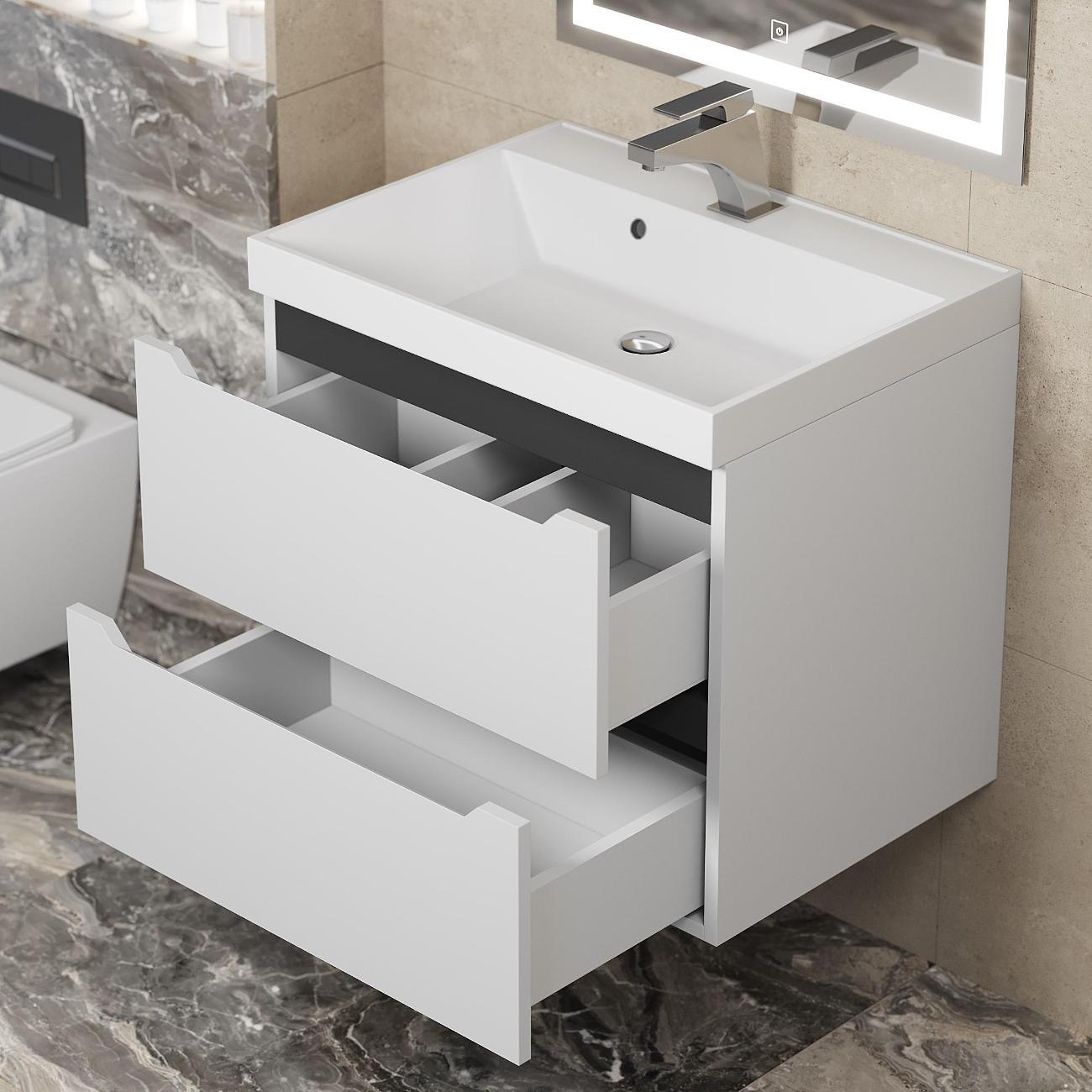 Тумба под раковину Uperwood Tanos 60 см белая с серым