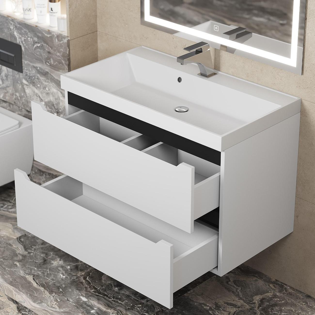 Тумба под раковину Uperwood Tanos 80 см белая с серым