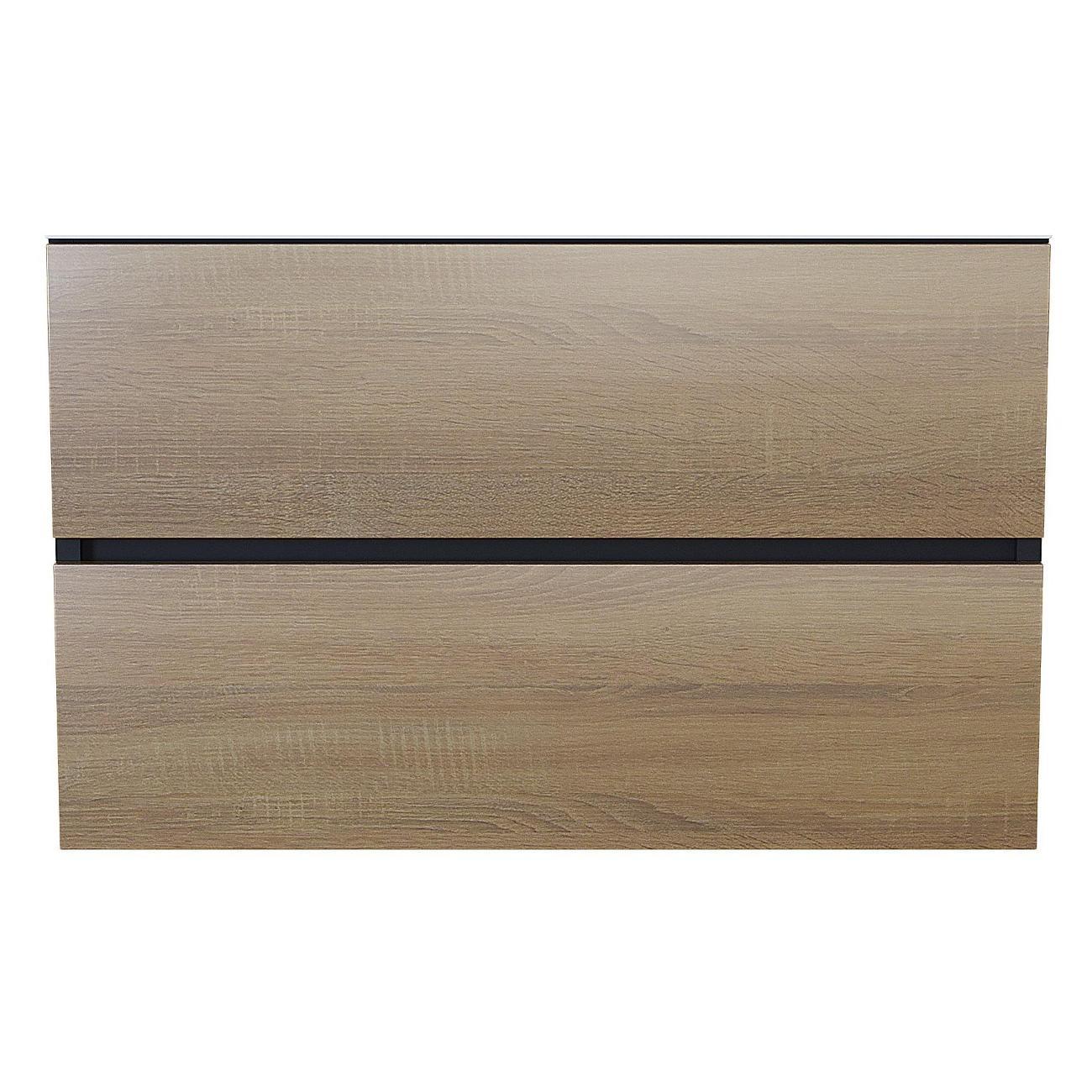 Тумба под раковину Uperwood Barsa 80 см, подвесная, черная/дуб сонома фото