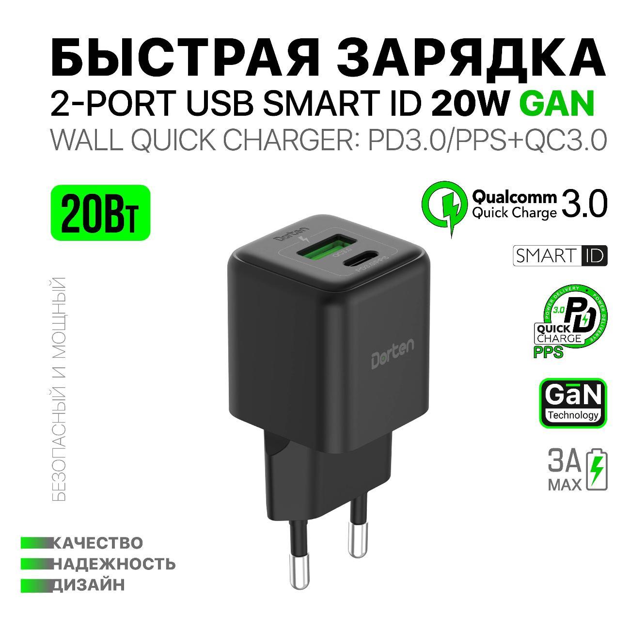 Сетевое зарядное устройство Dorten 20W DN206601 Black