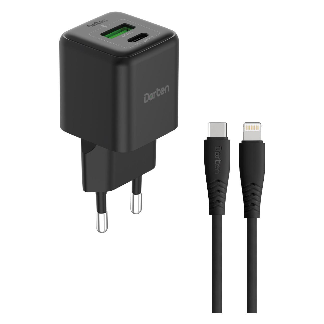 Сетевое зарядное устройство Dorten 2USB 20W+USB-C to Lightning DN206603