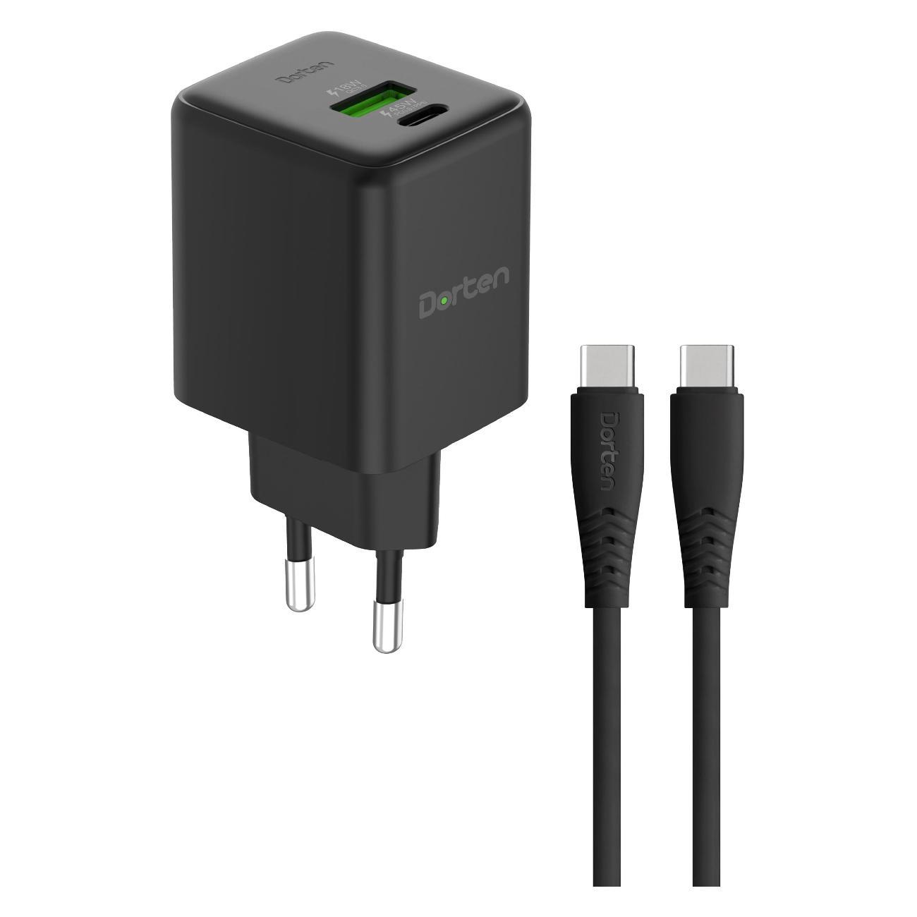 Сетевое зарядное устройство Dorten 2USB 45W GanPD3.0+QC3.0+USB-C 60W DN207203