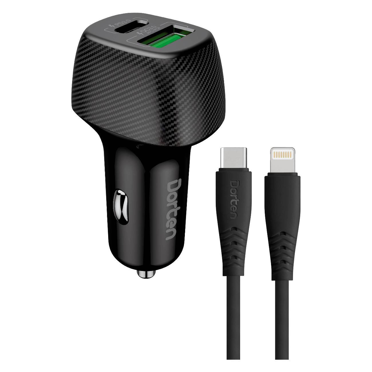 Автомобильное зарядное устройство Dorten 2USB 38W USB-C-Lightning