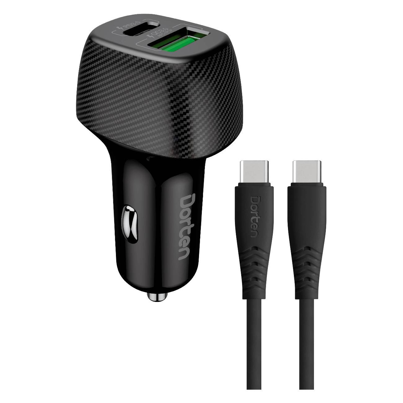 Автомобильное зарядное устройство Dorten 2USB 38W+кабель USB-C 60W