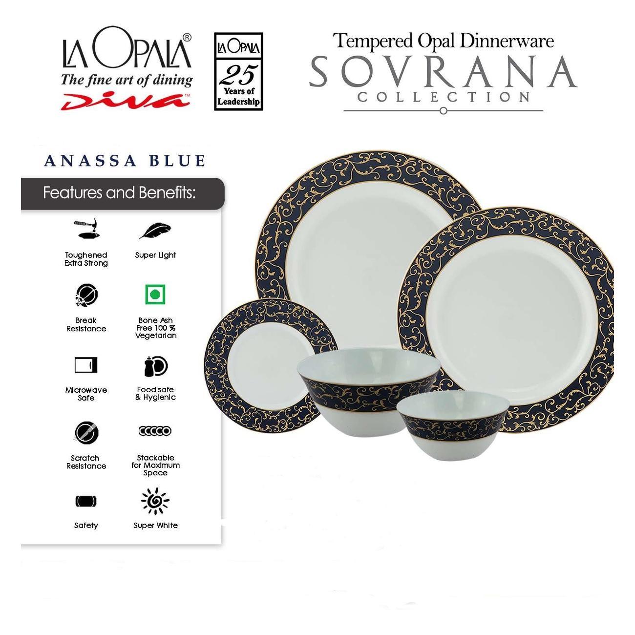 Набор салатников LA OPALA Sovrana, Anassa Blue, 120 мм, 6 шт