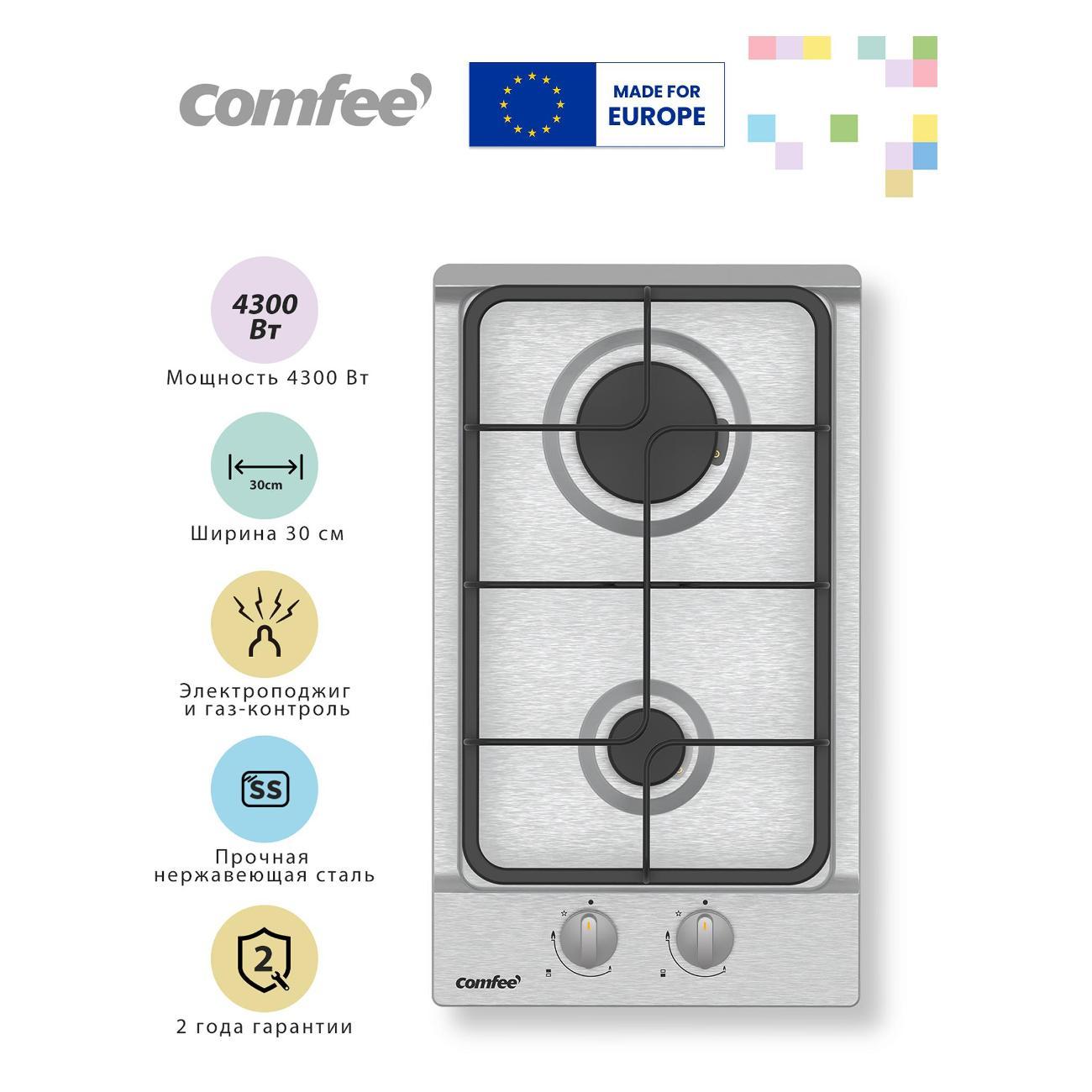 Встраиваемая газовая панель независимая Comfee CGH301X фото