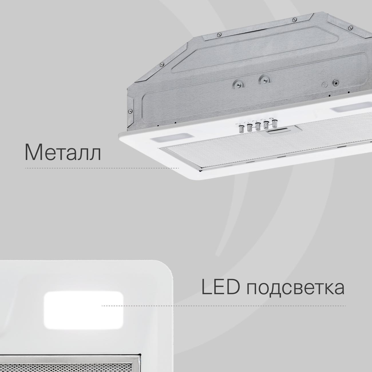 Вытяжка полностью встраиваемая Krona Kate 600 White PB V2/KRHD342