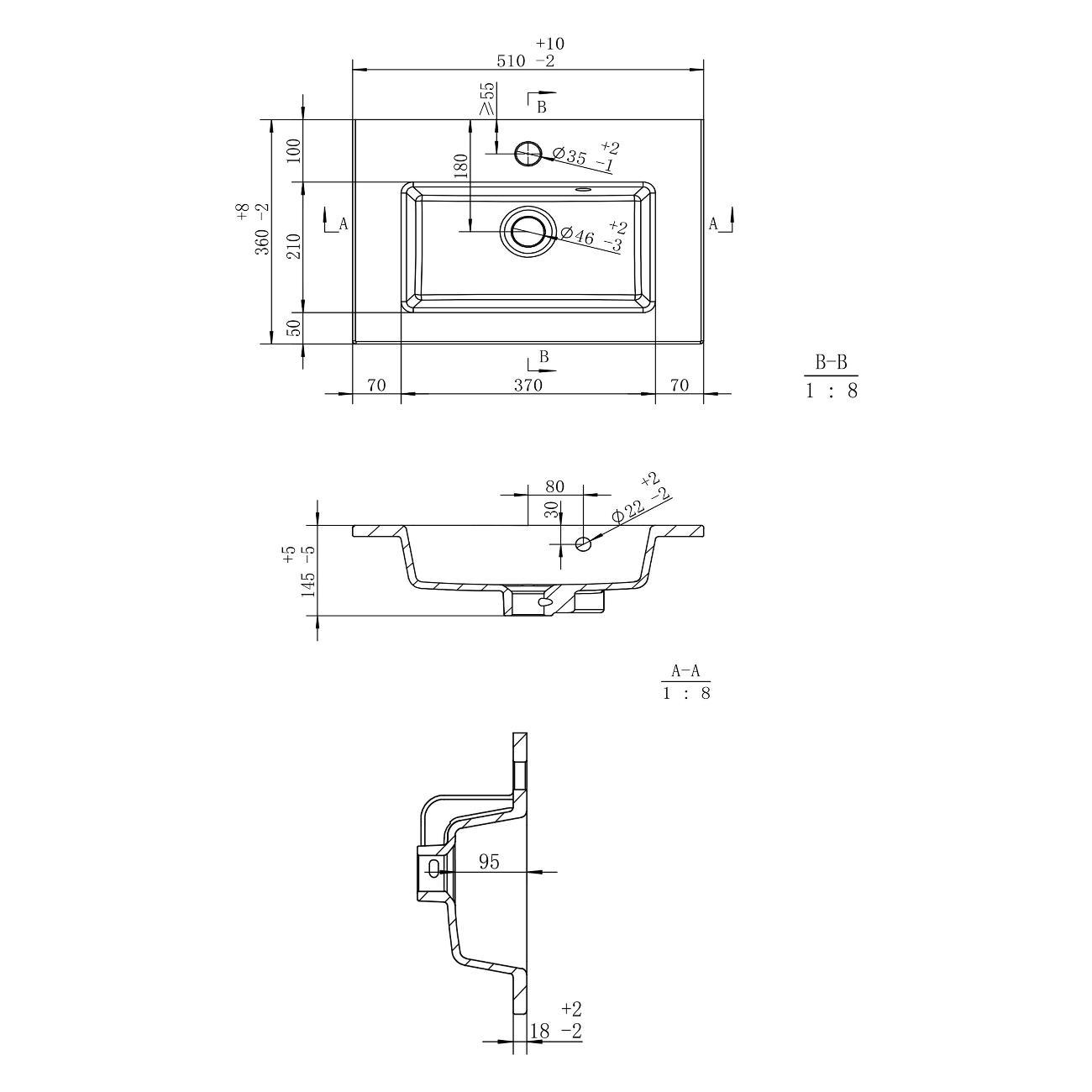 Раковина (умывальник) Uperwood Aurora 50 см
