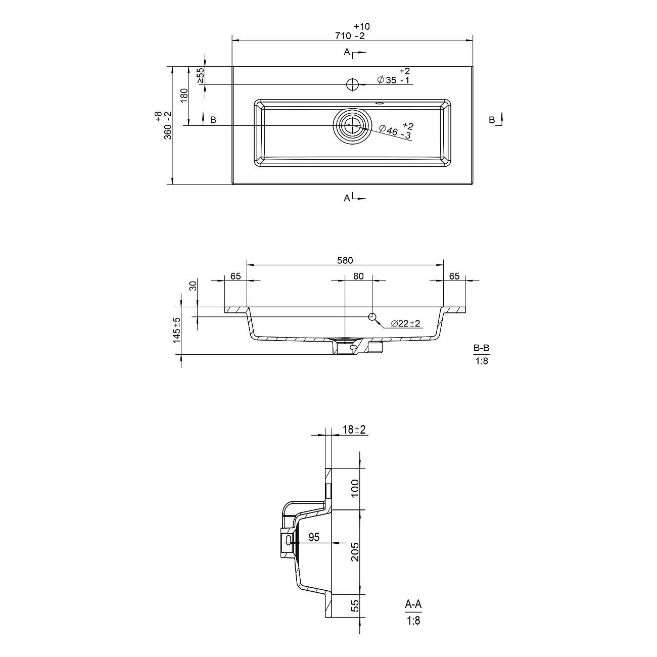 Раковина (умывальник) Uperwood Aurora 70 см