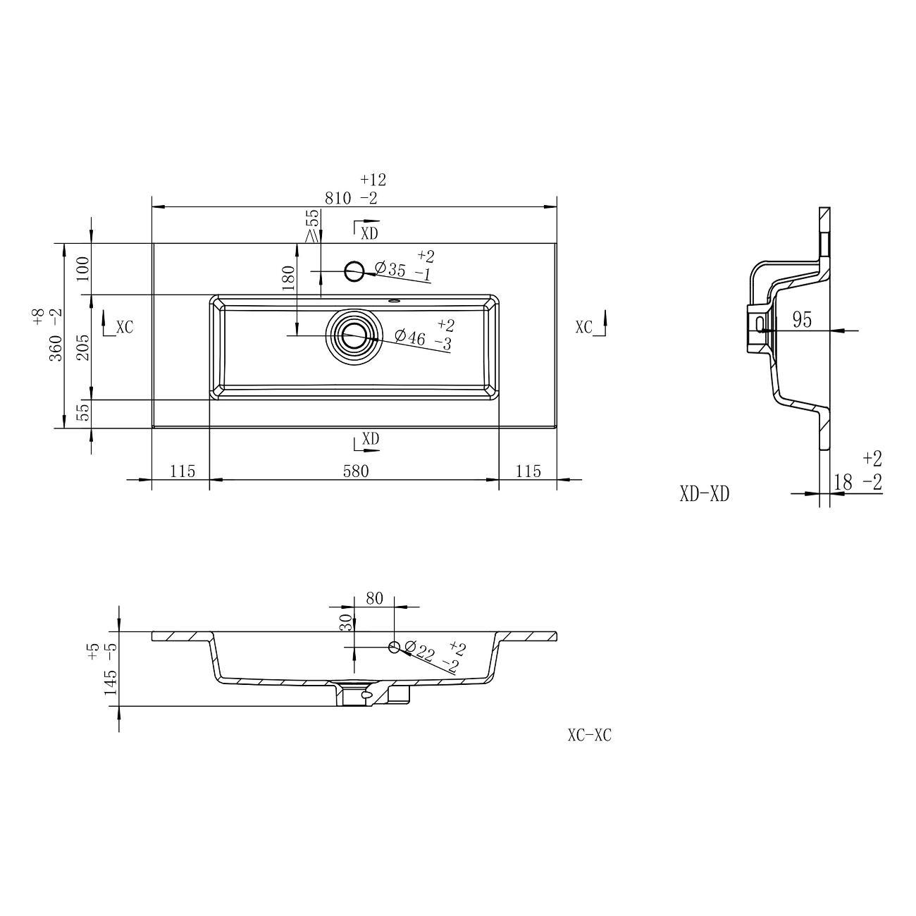Раковина (умывальник) Uperwood Aurora 80 см