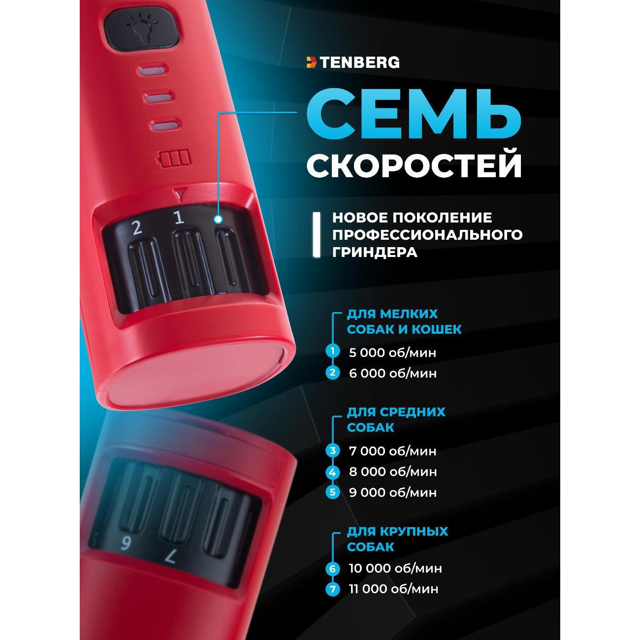 Профессиональный гриндер для когтей собак и кошек TENBERG AXIOM красный