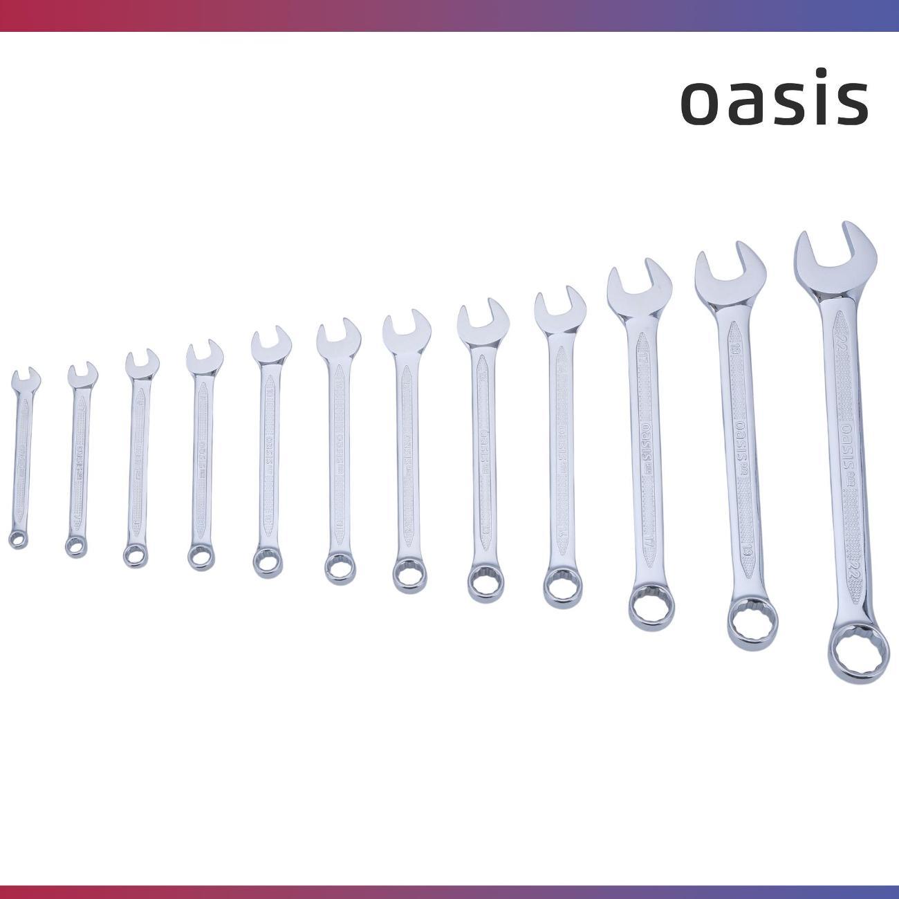 Набор ручного инструмента Oasis Pro комбинированных 12 шт. в сумке глянцевый хром, с