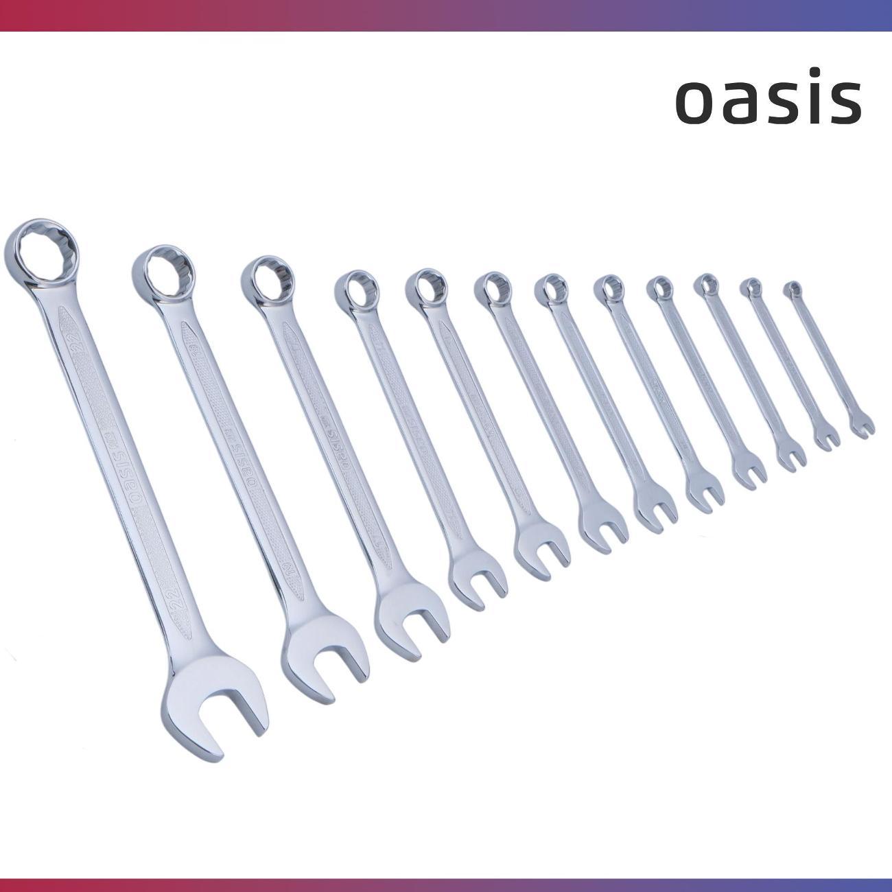 Набор ручного инструмента Oasis Pro комбинированных 12 шт. в сумке глянцевый хром, с