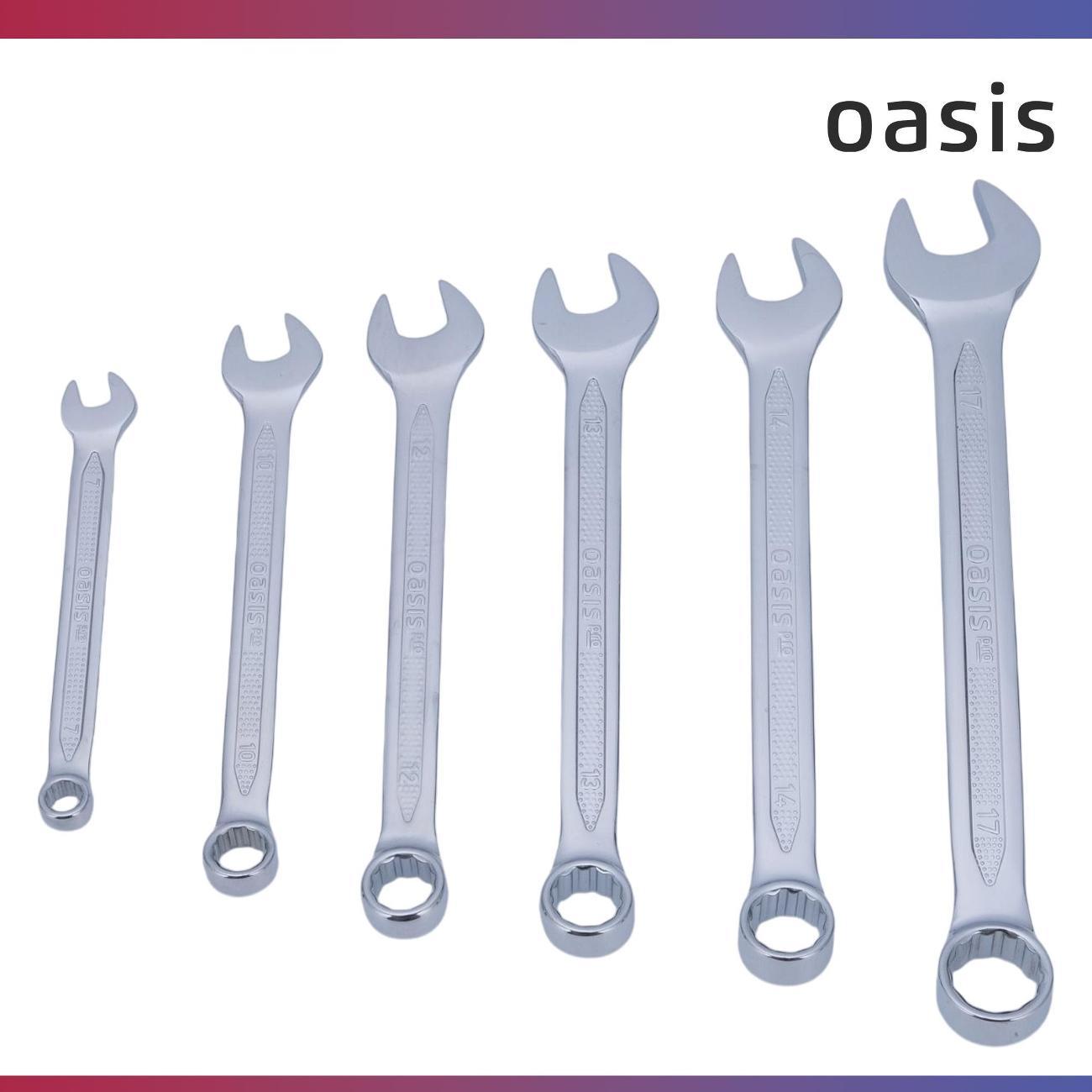 Набор ручного инструмента Oasis Pro комбинированных, 6 шт. в сумке глянцевый хром, с