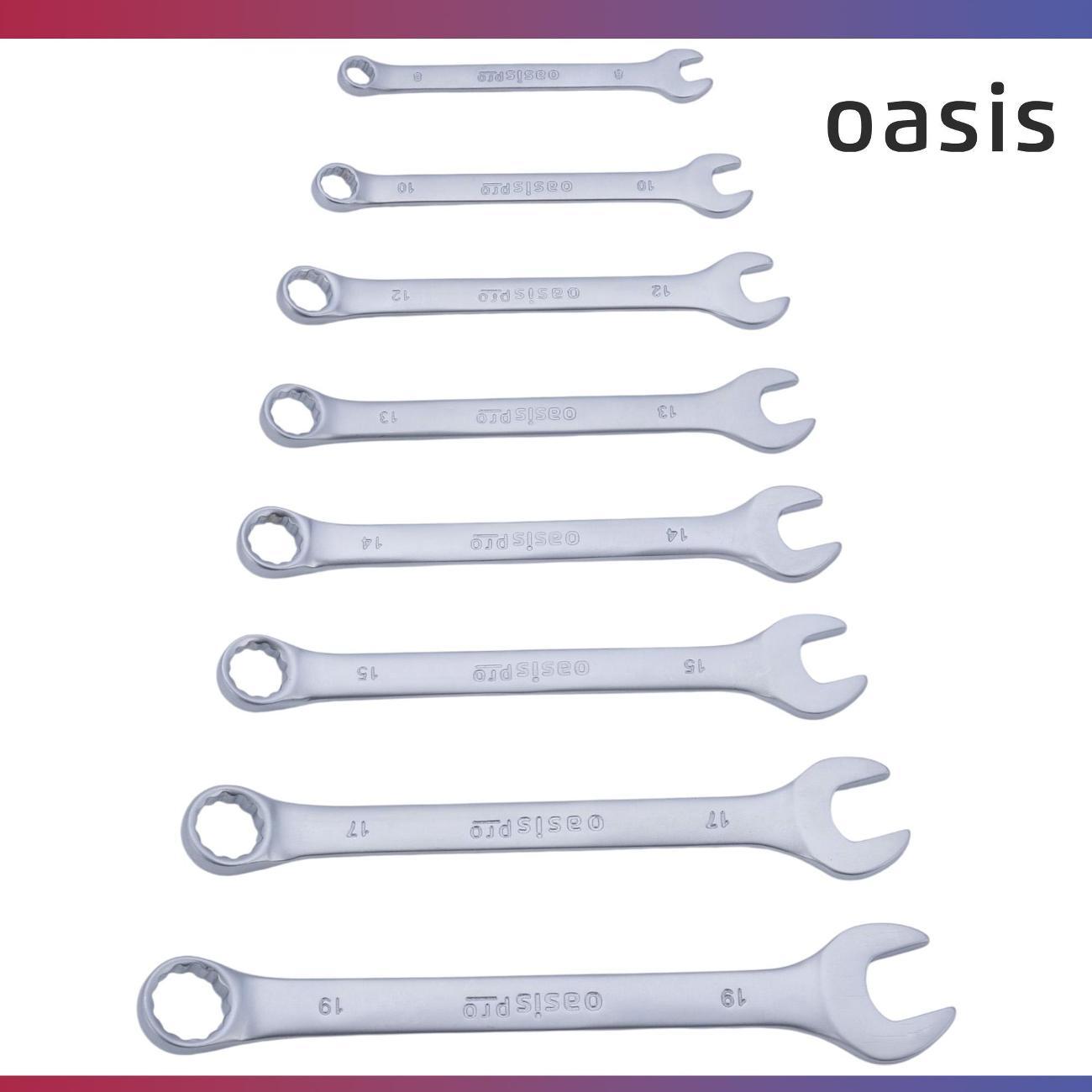 Набор ручного инструмента Oasis Pro комбинированных 8 шт. в холдере сатиновый хром