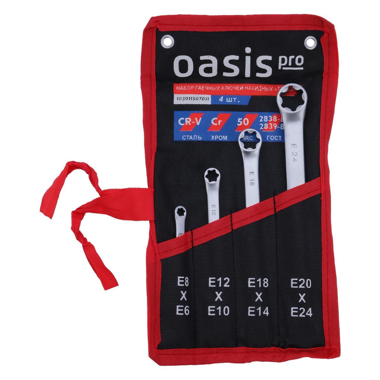 Набор ручного инструмента Oasis Pro накидных TORX 4 шт. в сумке cатиновый хром