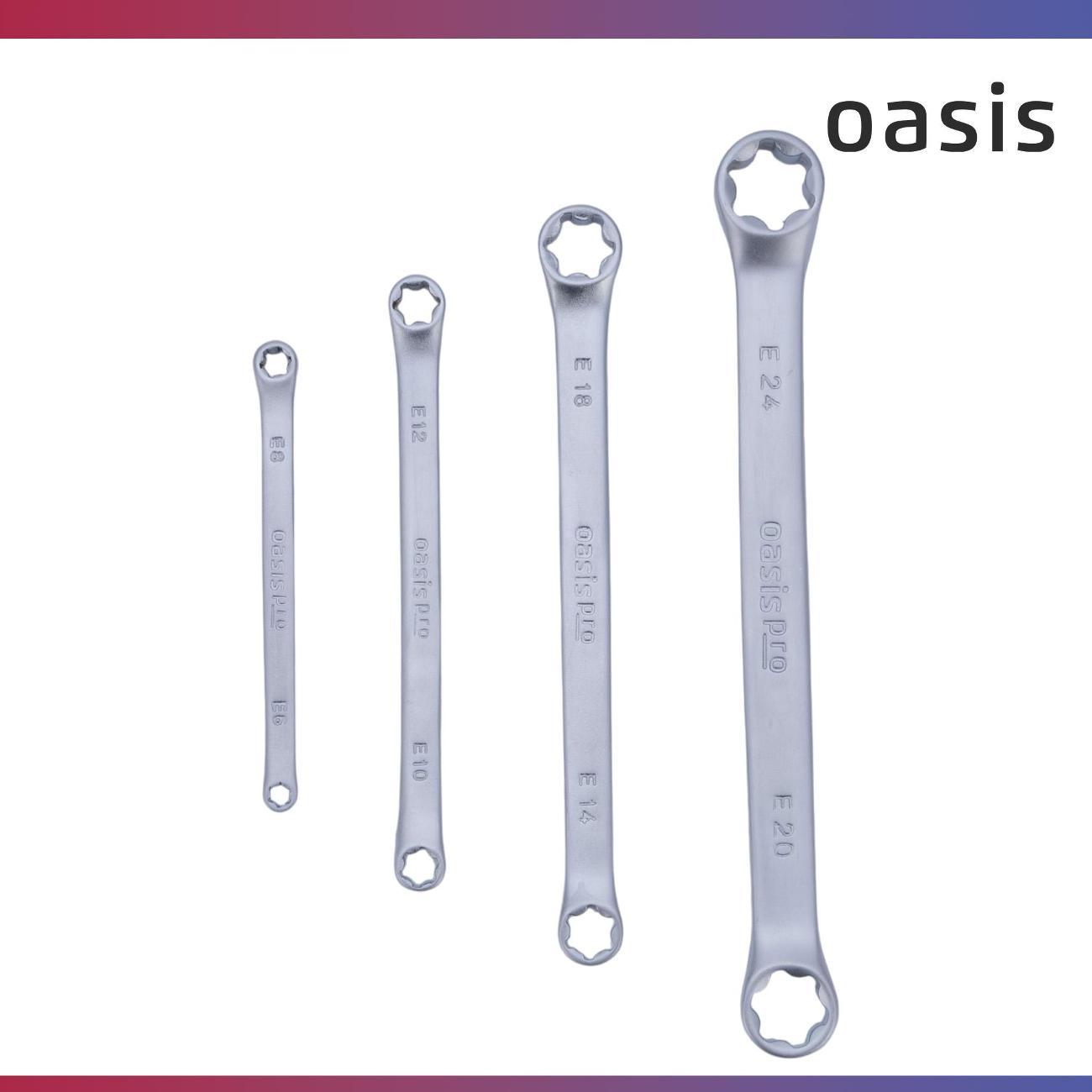 Набор ручного инструмента Oasis Pro накидных TORX 4 шт. в сумке cатиновый хром