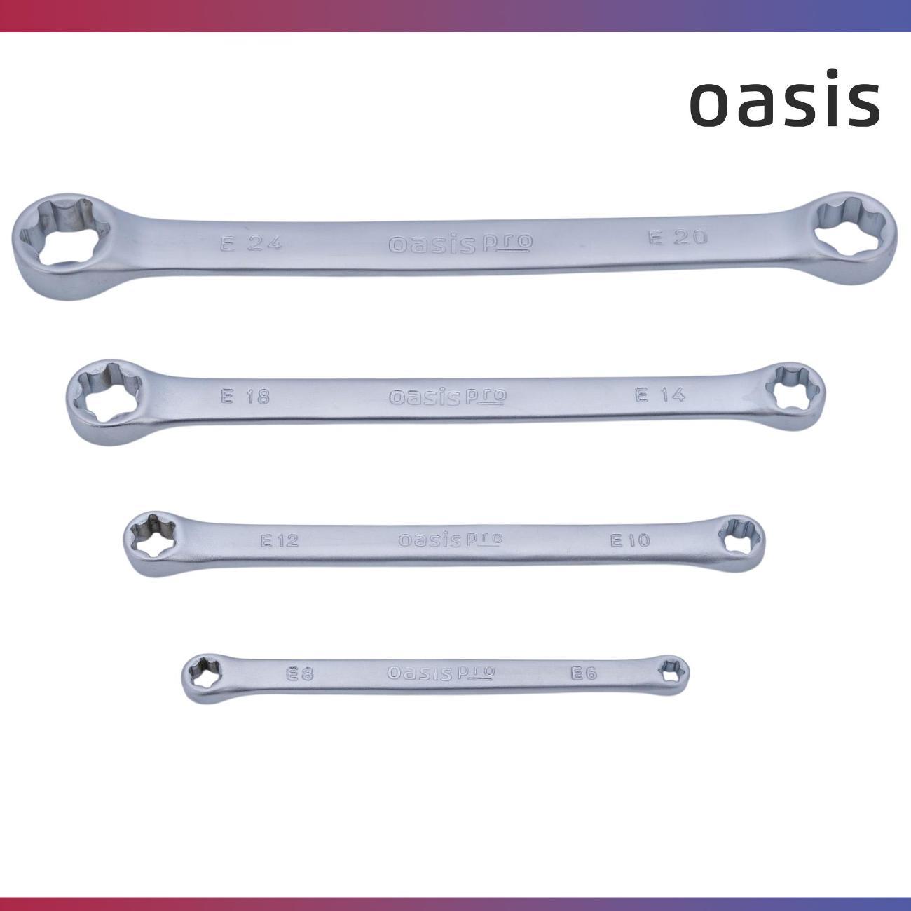 Набор ручного инструмента Oasis Pro накидных TORX 4 шт. в сумке cатиновый хром