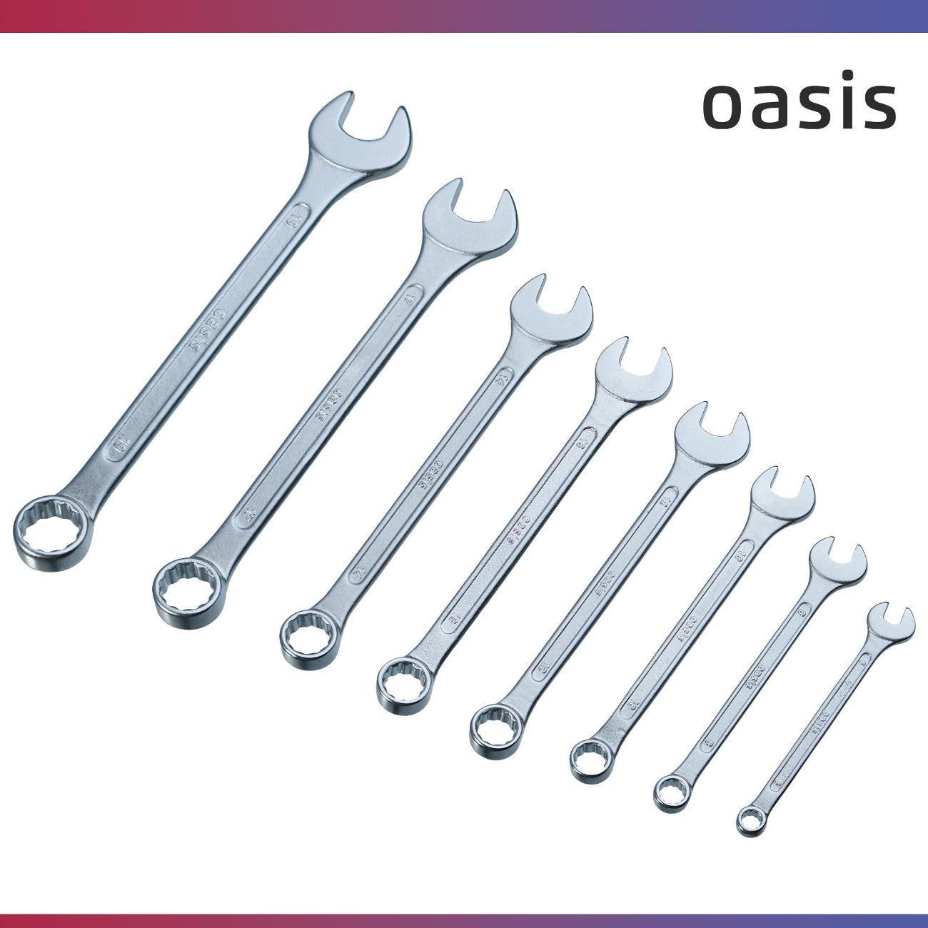 Набор ручного инструмента Oasis комбинированных, 8 шт. в холдере матовый хром