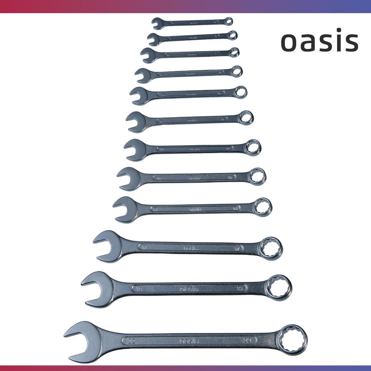 Набор ручного инструмента Oasis комбинированных, 12 шт. в холдере матовый хром