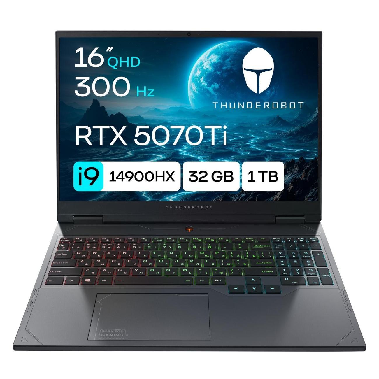 Ноутбук игровой Thunderobot Gravity 16 Max G5/16"/Core i9 14900HX/32/1ТБ RTX 5070Ti Win11 серый металлик