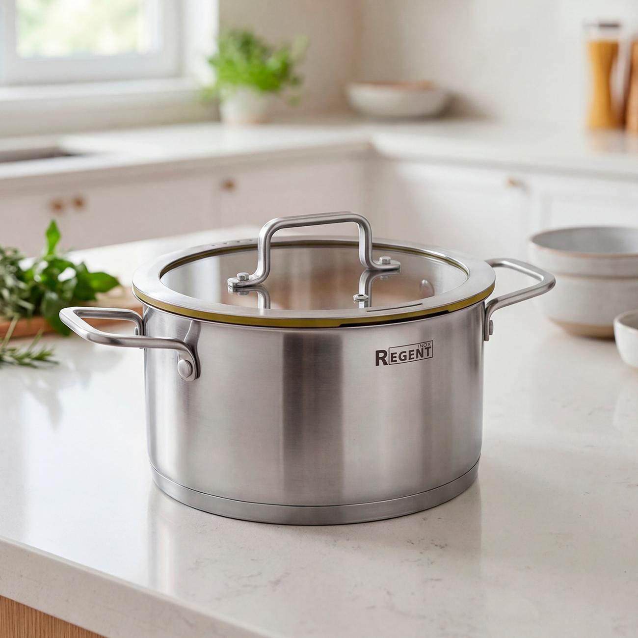 Кастрюля 18см/2.5л с крышкой REGENT inox PALERMO (77-0318)