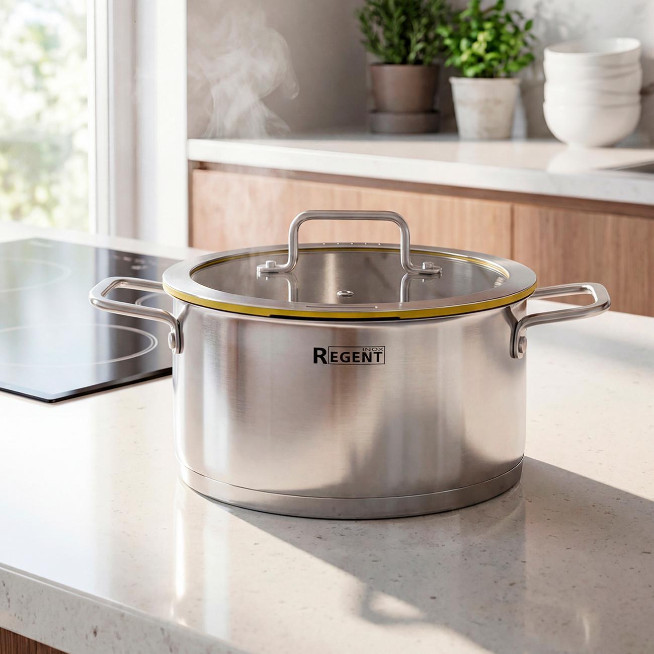 Кастрюля 20см/3.4л с крышкой REGENT inox PALERMO (77-0420)