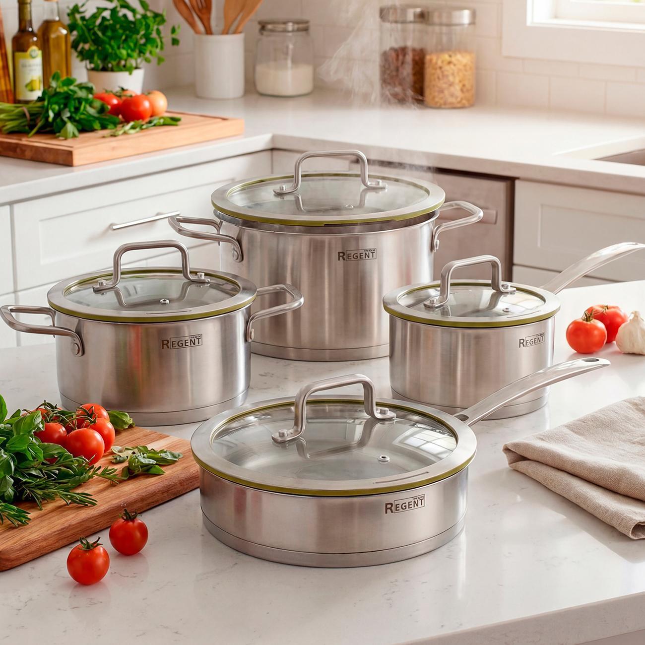 Кастрюля 20см/3.4л с крышкой REGENT inox PALERMO (77-0420)