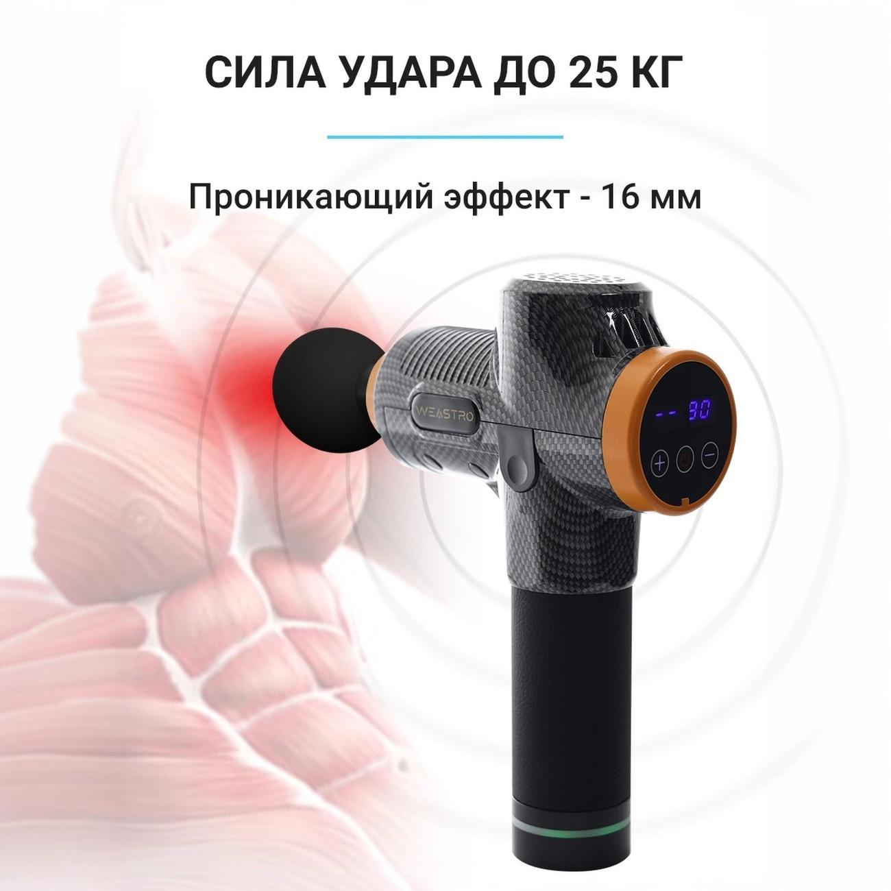 Перкуссионный массажер WEASTRO Massage Gun глянец