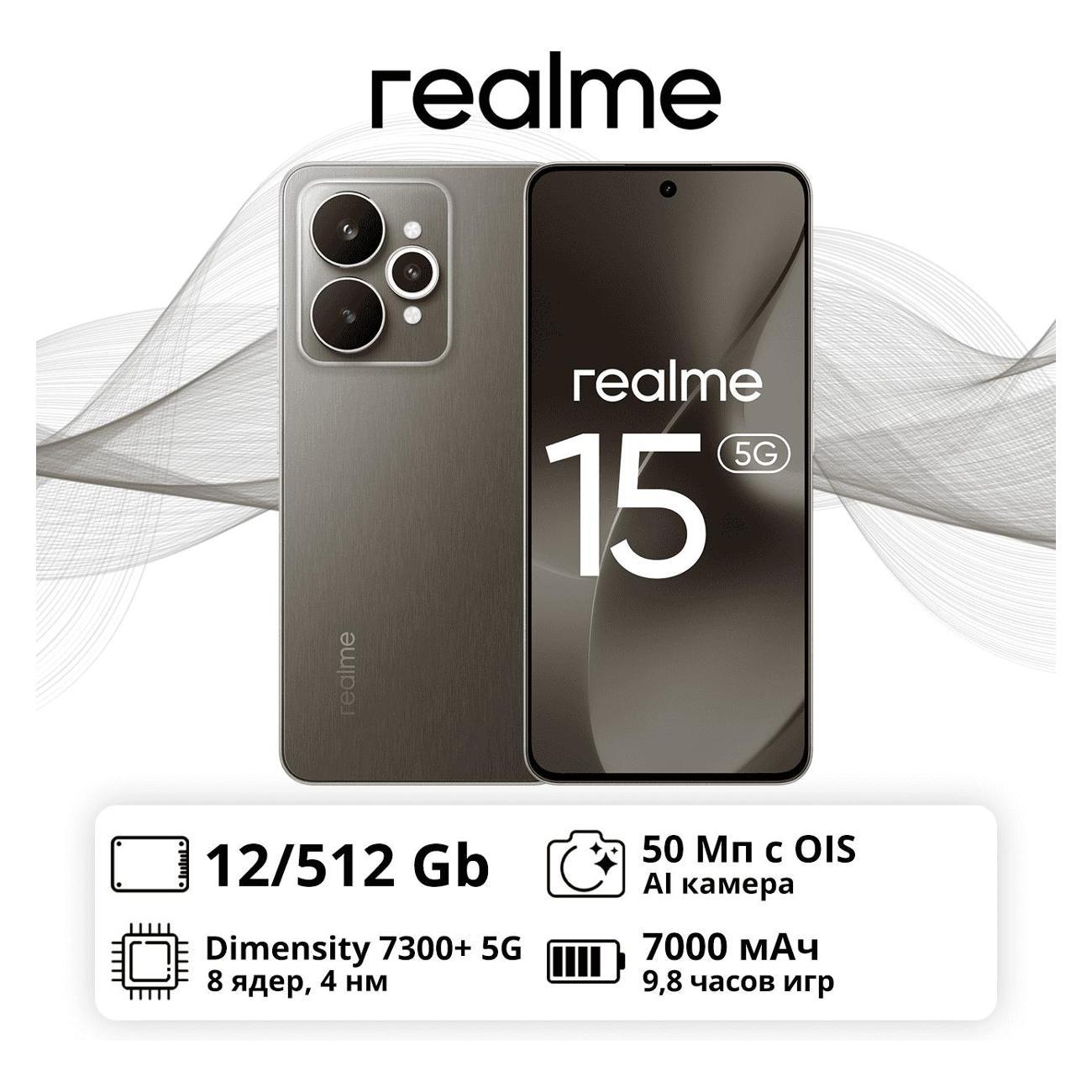 Смартфон realme RMX5106 15 12/512GB черный