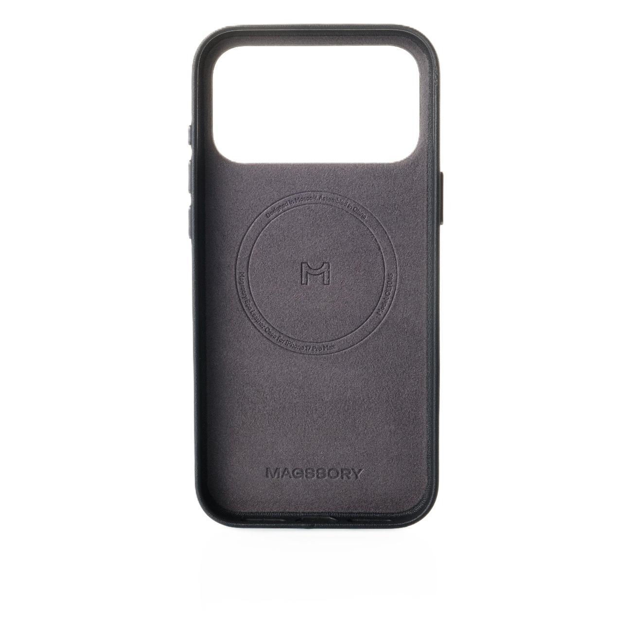 Чехол Magssory для iPhone 17 Pro, экокожа, MagSafe CLT044m Midnight