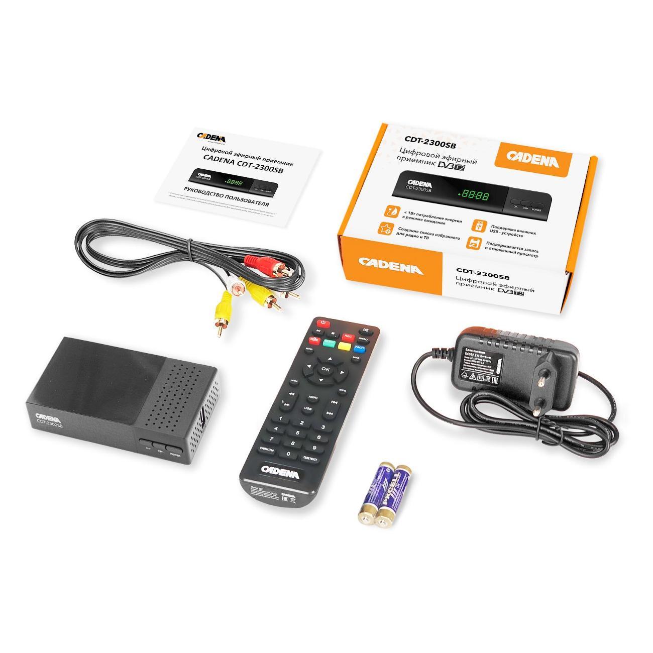 Приемник телевизионный DVB-T2 Cadena CDT-2300SB