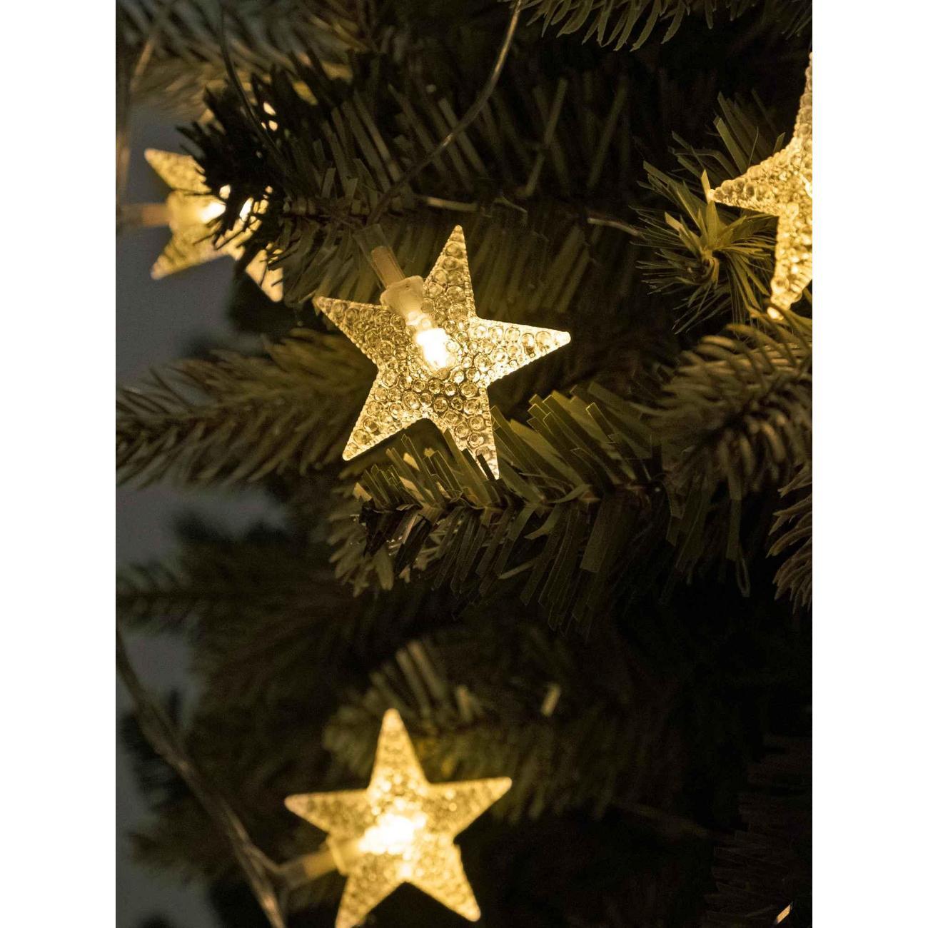 Электрическая гирлянда SHLights Звезды, 30 белый 4м фото