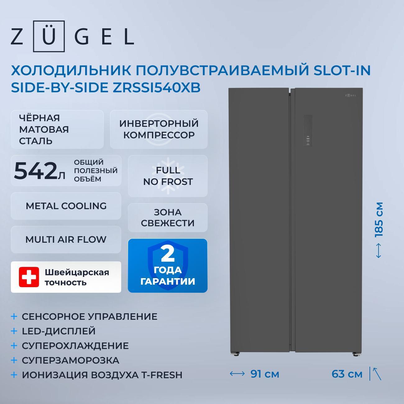 Холодильник (Side-by-Side) ZUGEL ZRSSI540XB фото