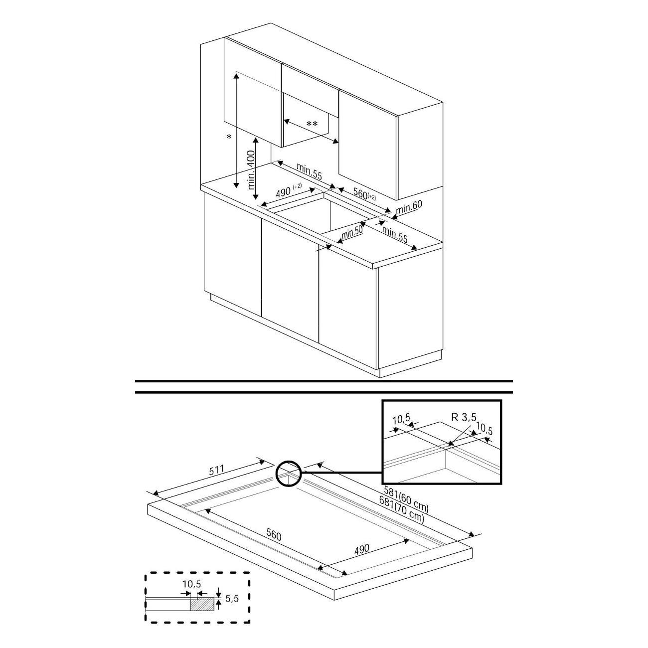 Встраиваемая газовая панель независимая Grundig GIGA 6234250 X