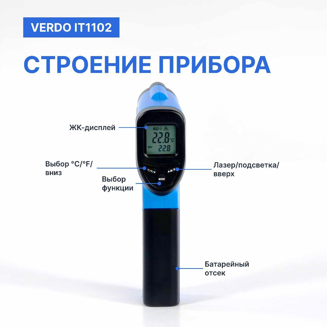 Пирометр VERDO IT1102 портативный -50#550#С; DS=12:1; k=0,1#1,0